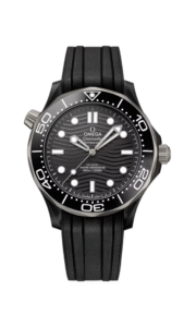 Omega Seamaster Diver 300M 43.5 mm, black ceramic on rubber strap Ref 210.92.44.20.01.001